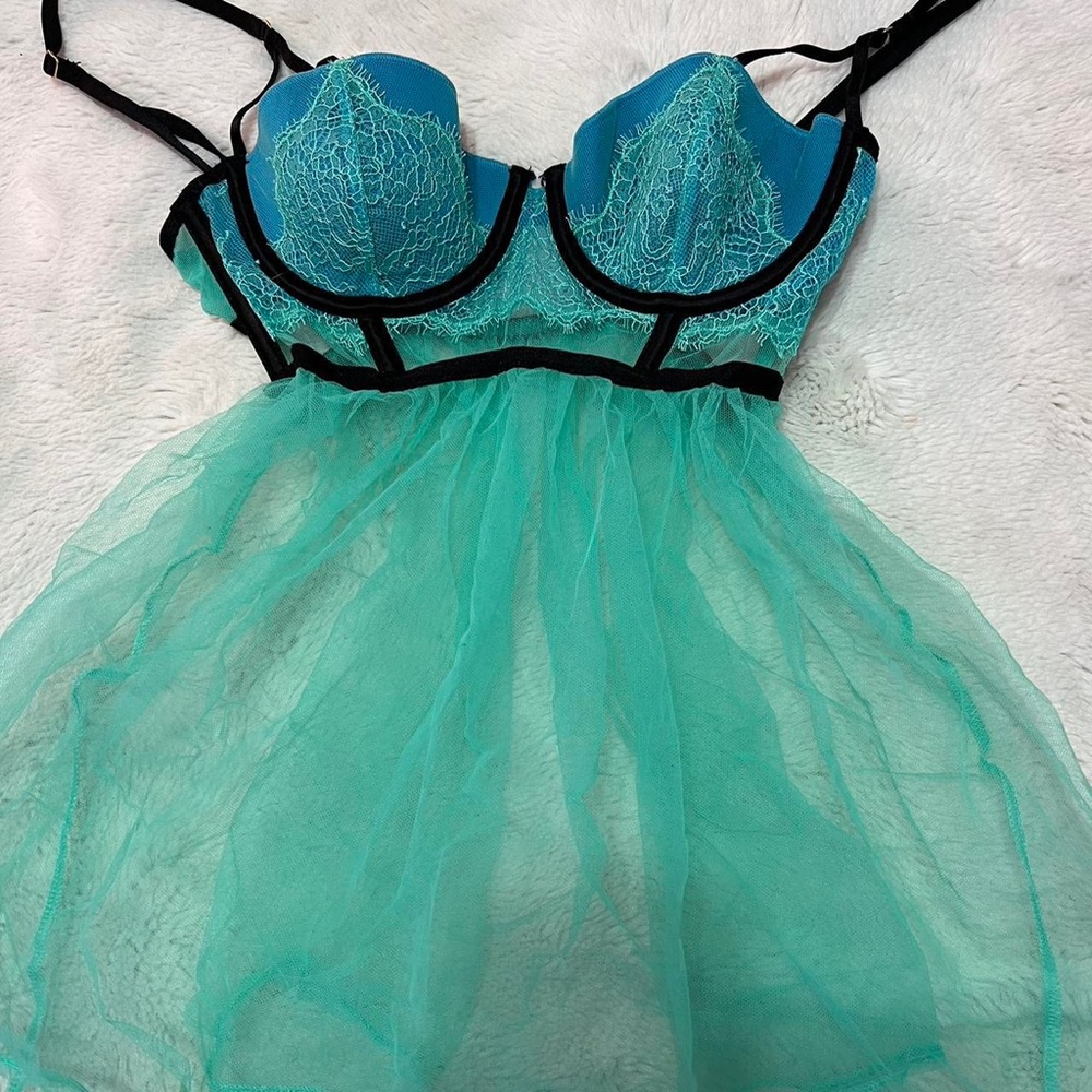 Green and Blue Victoria’s Secret see through top